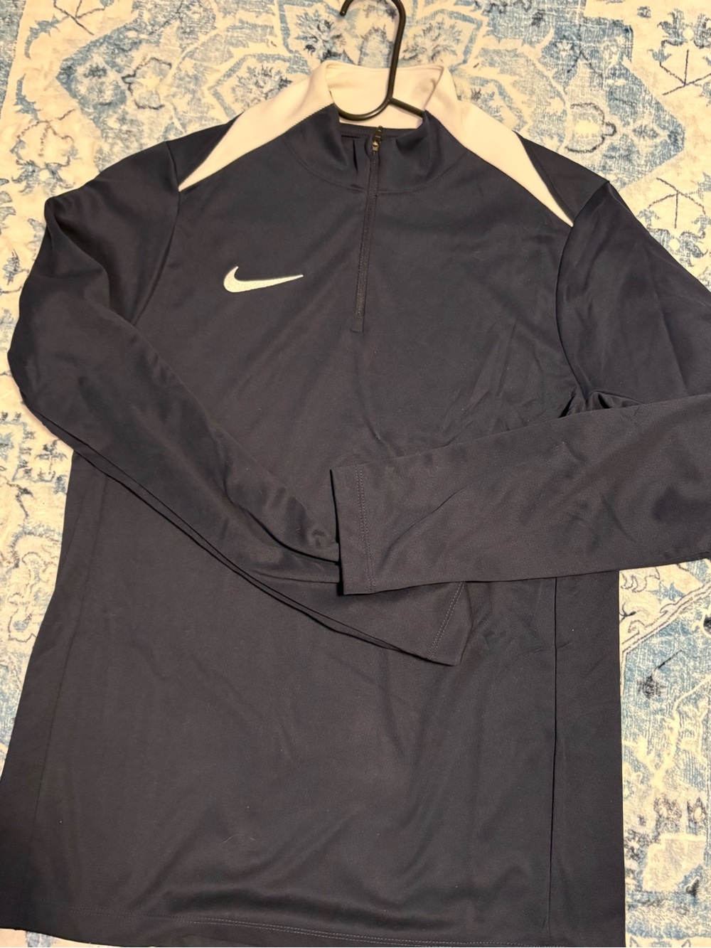 Nike Navy and White Dri-FIT Half-Zip Pullover